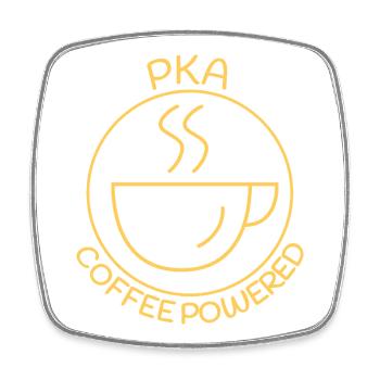 PKA Coffee Powered Apotheke - Viereckiger Kühlschrankmagnet - Weiß - Vorne