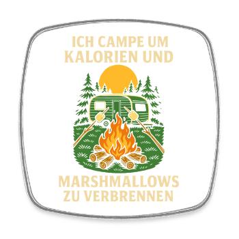 Kalorien Camping Marshmallows Natur Abenteuer - Viereckiger Kühlschrankmagnet - Weiß - Vorne