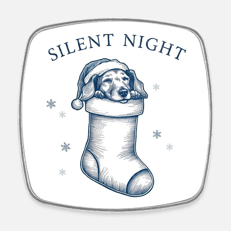 Douce nuit – Teckel dans un bas de Noël - Magnet carré - blanc