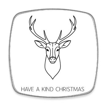 Have a Kind Christmas – Hirsch Fine Line - Viereckiger Kühlschrankmagnet - Weiß - Vorne