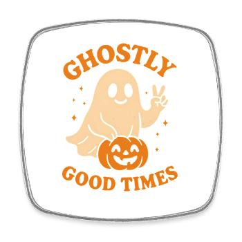 Schauriger Geist mit Kürbis für Halloween - Viereckiger Kühlschrankmagnet - Weiß - Vorne