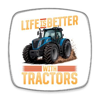 Tracteur Enfants Ferme Mode de vie - Magnet carré - blanc - Devant