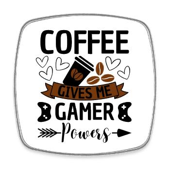 Coffee Gamer alimente l'humour du jeu vidéo - Magnet carré - blanc - Devant
