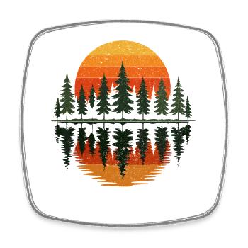 Bäume, Wald, Natur, Wildnis, Outdoor, Sunset - Viereckiger Kühlschrankmagnet - Weiß - Vorne
