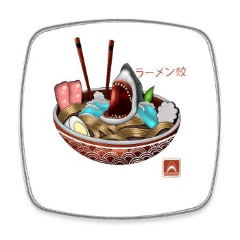 Ramen Bowl Shark Tee - Magnet carré - blanc - Devant