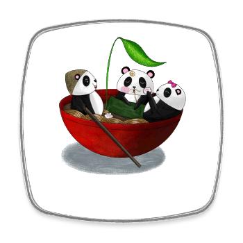Pandas Ramen Japanese Shirt - Square fridge magnet - white - Front