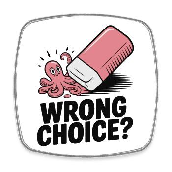 Playful Octopus Eraser Design - Square fridge magnet - white - Front