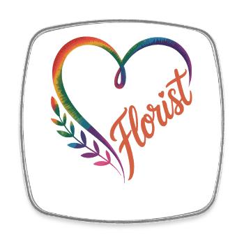 Fleuriste Buntes Herz avec fleuriste - Magnet carré - blanc - Devant