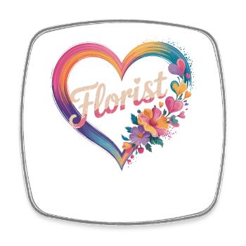 Cœur de fleuriste avec des fleurs - Magnet carré - blanc - Devant