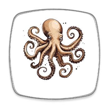 Detailreiche Oktopus-Design mit Textur - Viereckiger Kühlschrankmagnet - Weiß - Vorne