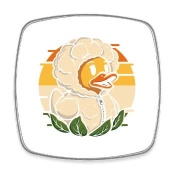 Kuscheliger Entenkopf mit Blumenkohl - Viereckiger Kühlschrankmagnet - Weiß - Vorne