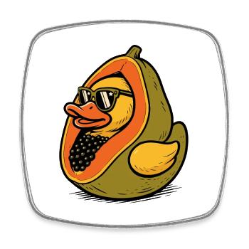 Sommerliche Mix-Design mit Enten-Papaya - Viereckiger Kühlschrankmagnet - Weiß - Vorne