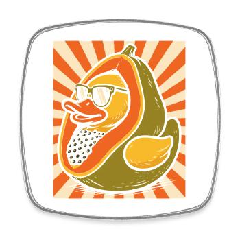 Humorvoller Papaya-Enten-Charakter - Viereckiger Kühlschrankmagnet - Weiß - Vorne