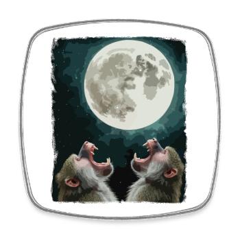 Mond und Pavian Nachthimmel - Viereckiger Kühlschrankmagnet - Weiß - Vorne