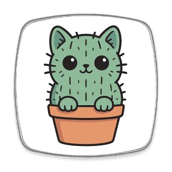 Conception de chaton cactus mignon - Magnet carré - blanc - Devant