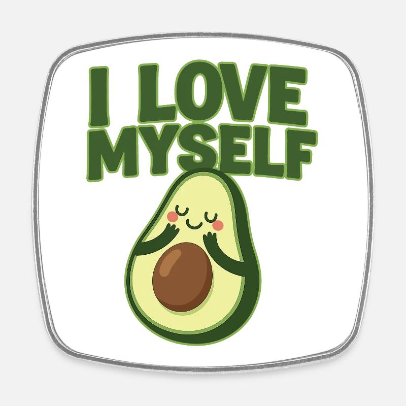 Sweet Avocado Positivity Print - Square fridge magnet - white
