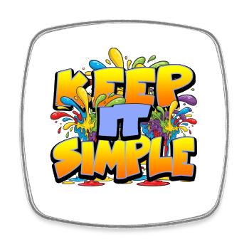 Slogan Coloré Keep It Simple - Magnet carré - blanc - Devant