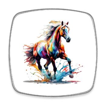 Buntes Haflinger Pferd Kunst Design - Viereckiger Kühlschrankmagnet - Weiß - Vorne