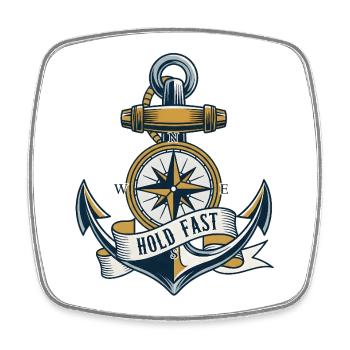 Anker Hold Fast Maritimes Vintage Motiv - Viereckiger Kühlschrankmagnet - Weiß - Vorne