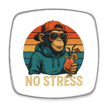 No Stress - Monkey - Square fridge magnet - white - Front