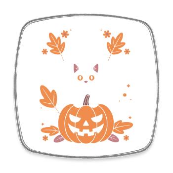 Geist Kürbis Katze Niedliches Halloween Herbst - Viereckiger Kühlschrankmagnet - Weiß - Vorne