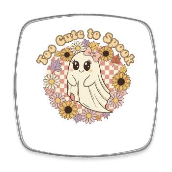 Niedliche Geist mit Blumenkranz too cute to spook - Viereckiger Kühlschrankmagnet - Weiß - Vorne