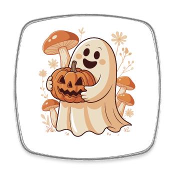 pumpkin flowers autumn forest nature Halloween - Square fridge magnet - white - Front