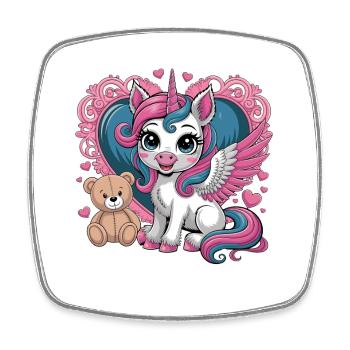 Cute unicorn friend with wings - Square fridge magnet - white - Front