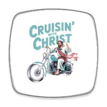  Cruisin' With Christ Motorcycle Christian - Viereckiger Kühlschrankmagnet - Weiß - Vorne