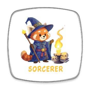 Roter Panda Magier – Sorcerer Cartoon - Viereckiger Kühlschrankmagnet - Weiß - Vorne