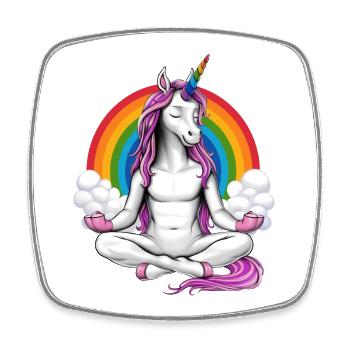 Einhorn-Yoga-Meditation - Viereckiger Kühlschrankmagnet - Weiß - Vorne