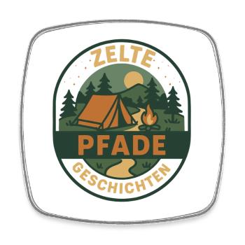 Zelte Pfade Geschichten Camping Design - Viereckiger Kühlschrankmagnet - Weiß - Vorne