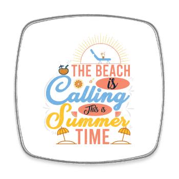 Design de plage estival avec des motifs de soleil - Magnet carré - blanc - Devant