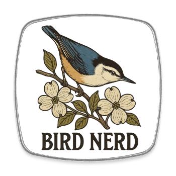 Élégant oiseau chanteur bleu-noir Bird Nerd - Magnet carré - blanc - Devant