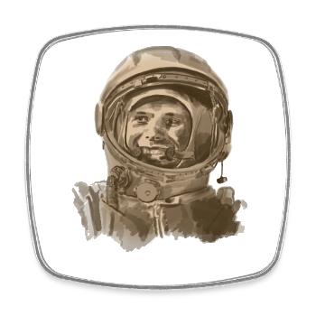 Portrait de cosmonaute avec visière souriante - Magnet carré - blanc - Devant