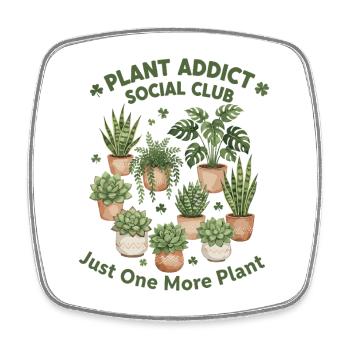 Plant Lovers Social Club Design - Square fridge magnet - white - Front