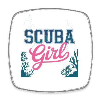 Scuba Girl Tauch-Design - Viereckiger Kühlschrankmagnet - Weiß - Vorne