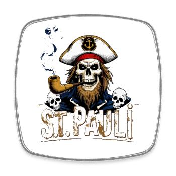 St.Pauli Kiez Hamburg Totenkopf Sankt Pauli - Square fridge magnet - white - Front