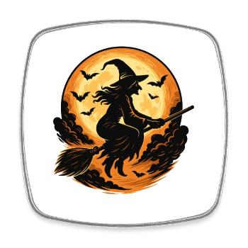 Hexenflug im Vollmondschein Halloween Shirt - Viereckiger Kühlschrankmagnet - Weiß - Vorne