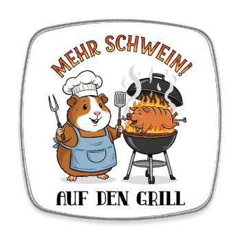 More pork! On the grill - Square fridge magnet - white - Front