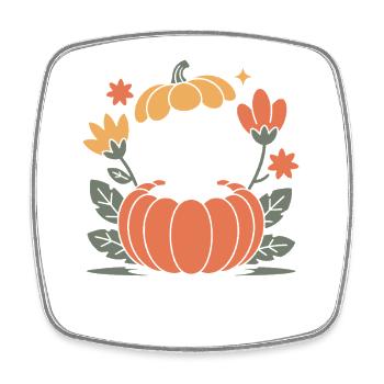 Halloween Herbst Retro Blumen Geist Kürbis - Viereckiger Kühlschrankmagnet - Weiß - Vorne