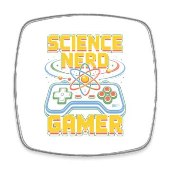 Science Nerd Gamer Atom Controller Wissenschaft - Square fridge magnet - white - Front