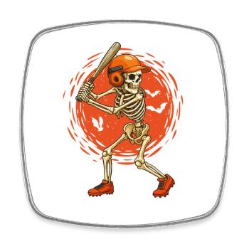 Skelett Baseballspieler gruselig Halloween - Viereckiger Kühlschrankmagnet - Weiß - Vorne