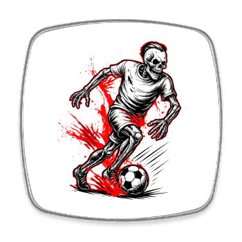 Skelett Fußballspieler gruselig Halloween - Viereckiger Kühlschrankmagnet - Weiß - Vorne