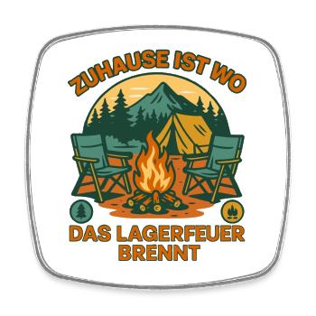 Zuhause Ist Wo Das Lagerfeuer Brennt Camping - Viereckiger Kühlschrankmagnet - Weiß - Vorne