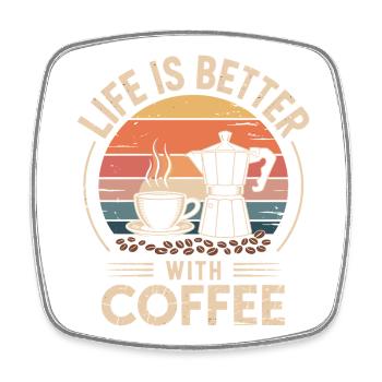 Illustration de joie de vivre avec le café - Magnet carré - blanc - Devant