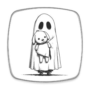Doggy & Ghost - Magnet carré - blanc - Devant