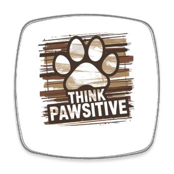 Think Pawsitive Paw Print Illustration - Square fridge magnet - white - Front