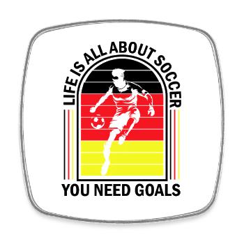 Life Is All About Soccer – Retro Kick - Square fridge magnet - white - Front