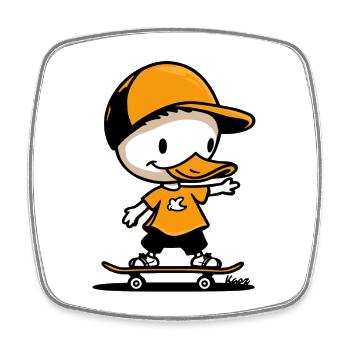 Verspielte Cartoon Ente mit Skateboard Design - Viereckiger Kühlschrankmagnet - Weiß - Vorne